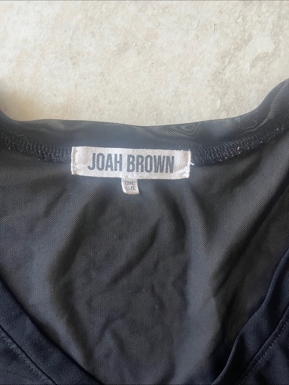 Joah Brown Black V-Neck Long Sleeve Sheer Crop Top - Picture 3 of 4
